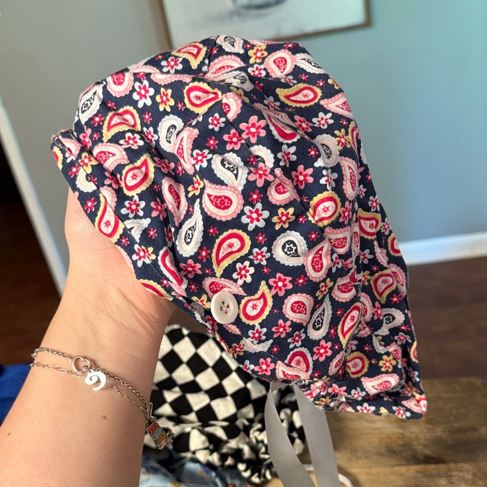Colorful Paisley Print Scrub Cap